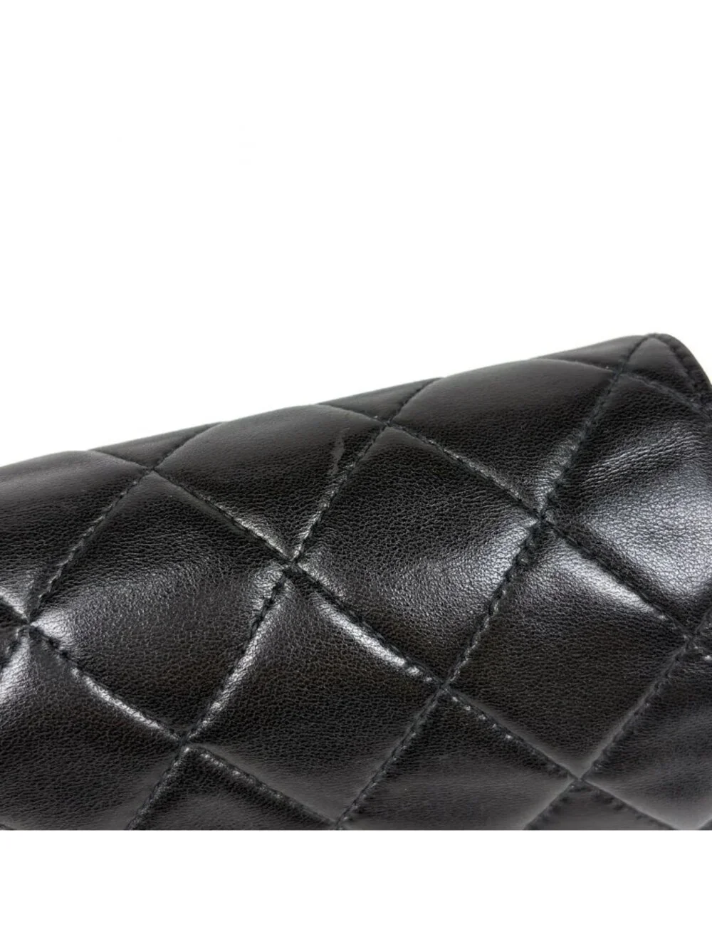 Chanel Shoulder Bag Quilted CC Logo Single Flap Push Lock Leather Black
